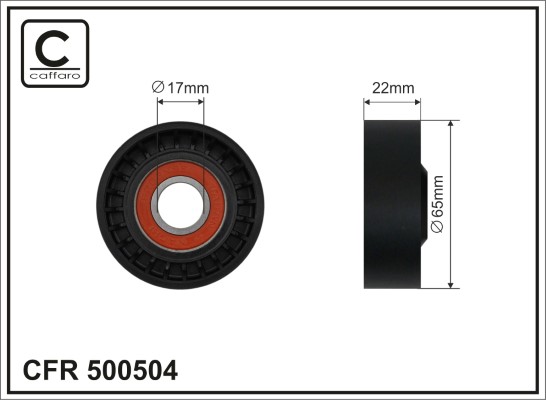 Tensioner Pulley, V-ribbed belt - 500504 CAFFARO