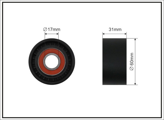 Tensioner Pulley, V-ribbed belt - 500677 CAFFARO