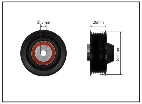 Deflection/Guide Pulley, V-ribbed belt - 80-12 CAFFARO