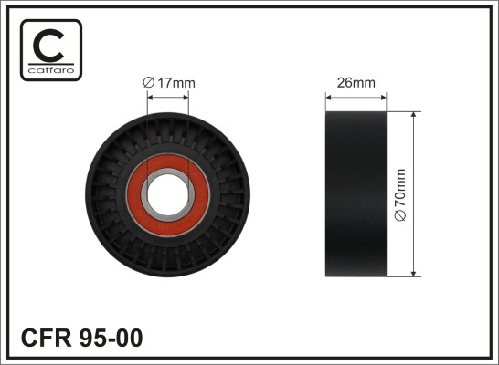 Deflection/Guide Pulley, V-ribbed belt - 95-00 CAFFARO