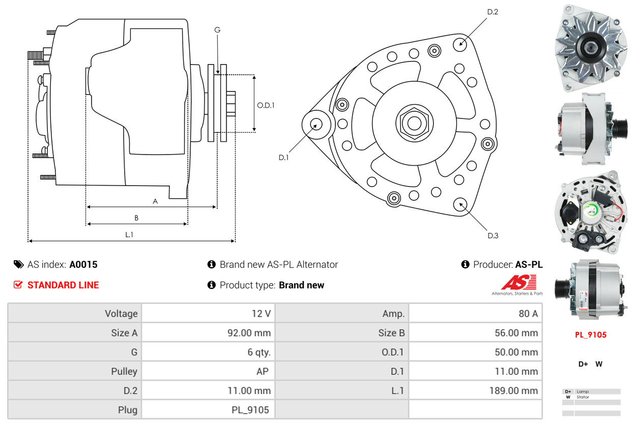 Alternatore - A0015 AS-PL