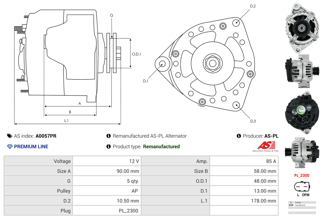 Alternatore - A0057PR AS-PL