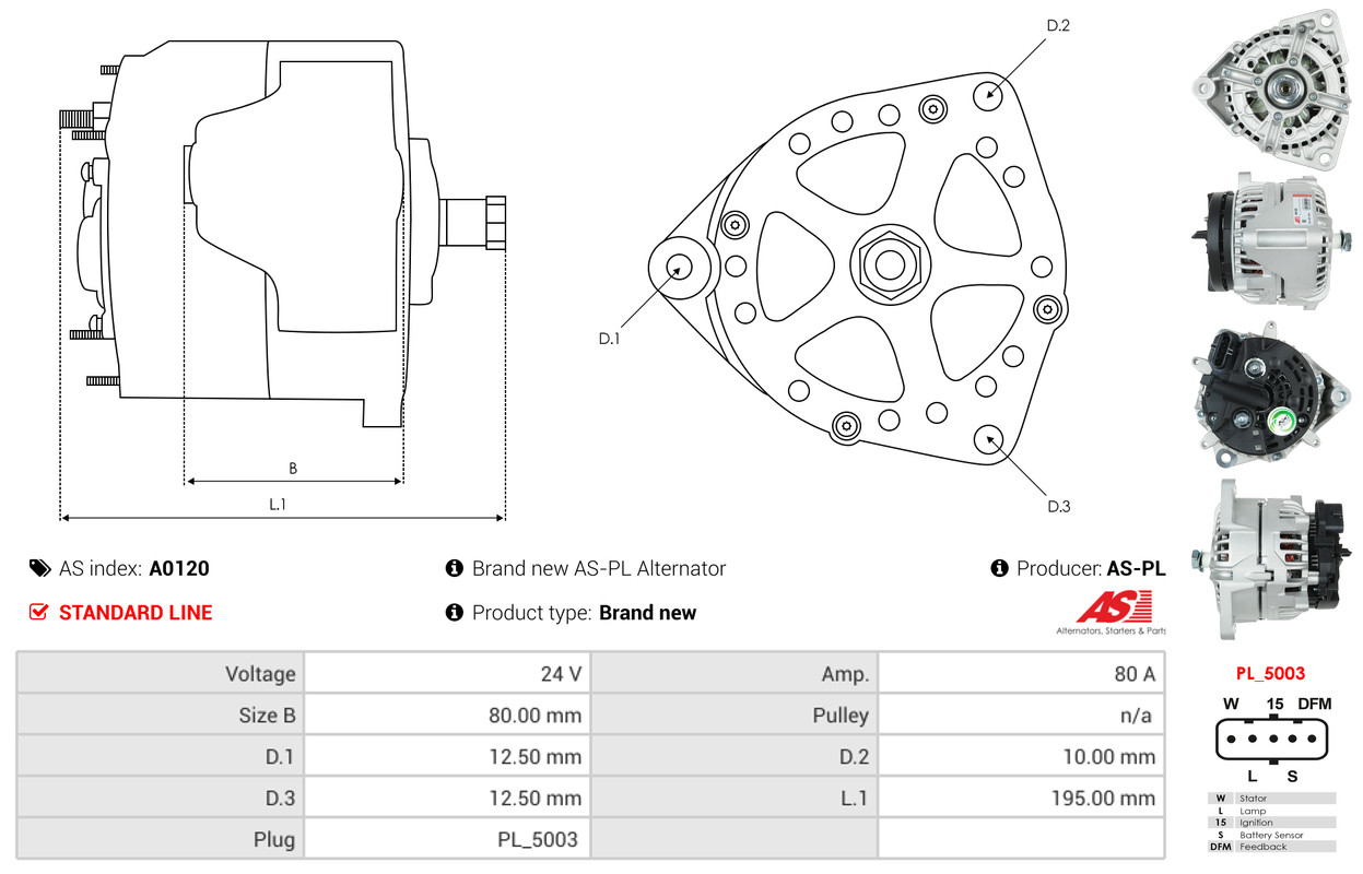 Alternatore - A0120 AS-PL