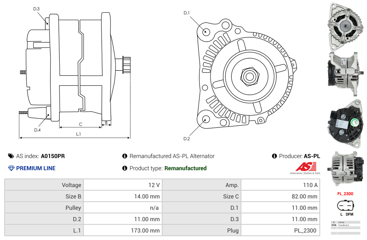 Alternatore - A0150PR AS-PL