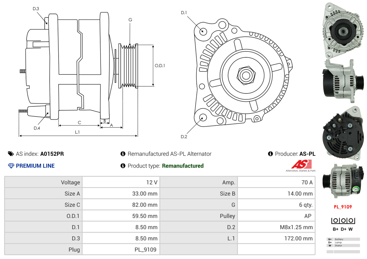Alternatore - A0152PR AS-PL