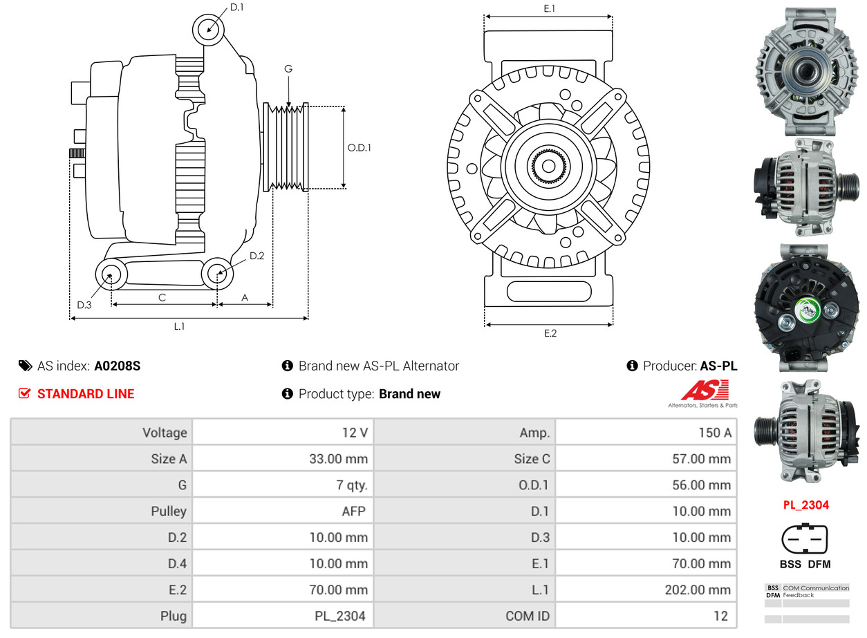 Alternatore - A0208S AS-PL