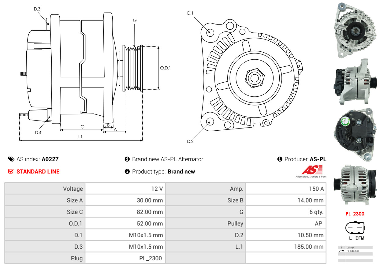 Alternatore - A0227 AS-PL