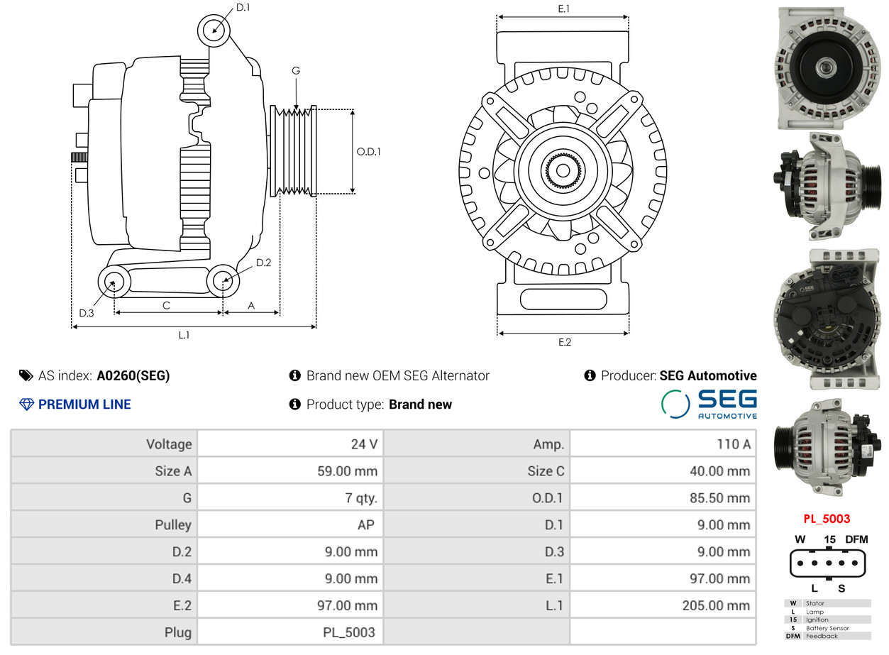 Slip Ring, alternator - ASL9014 AS-PL