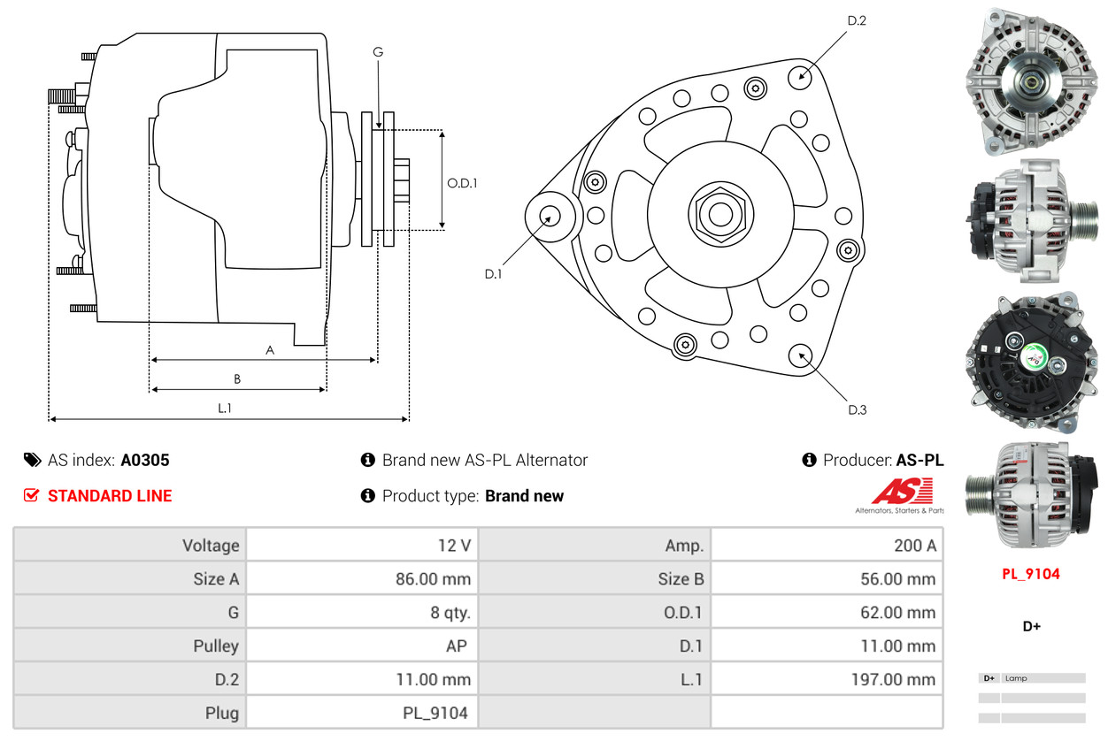 Alternatore - A0305 AS-PL