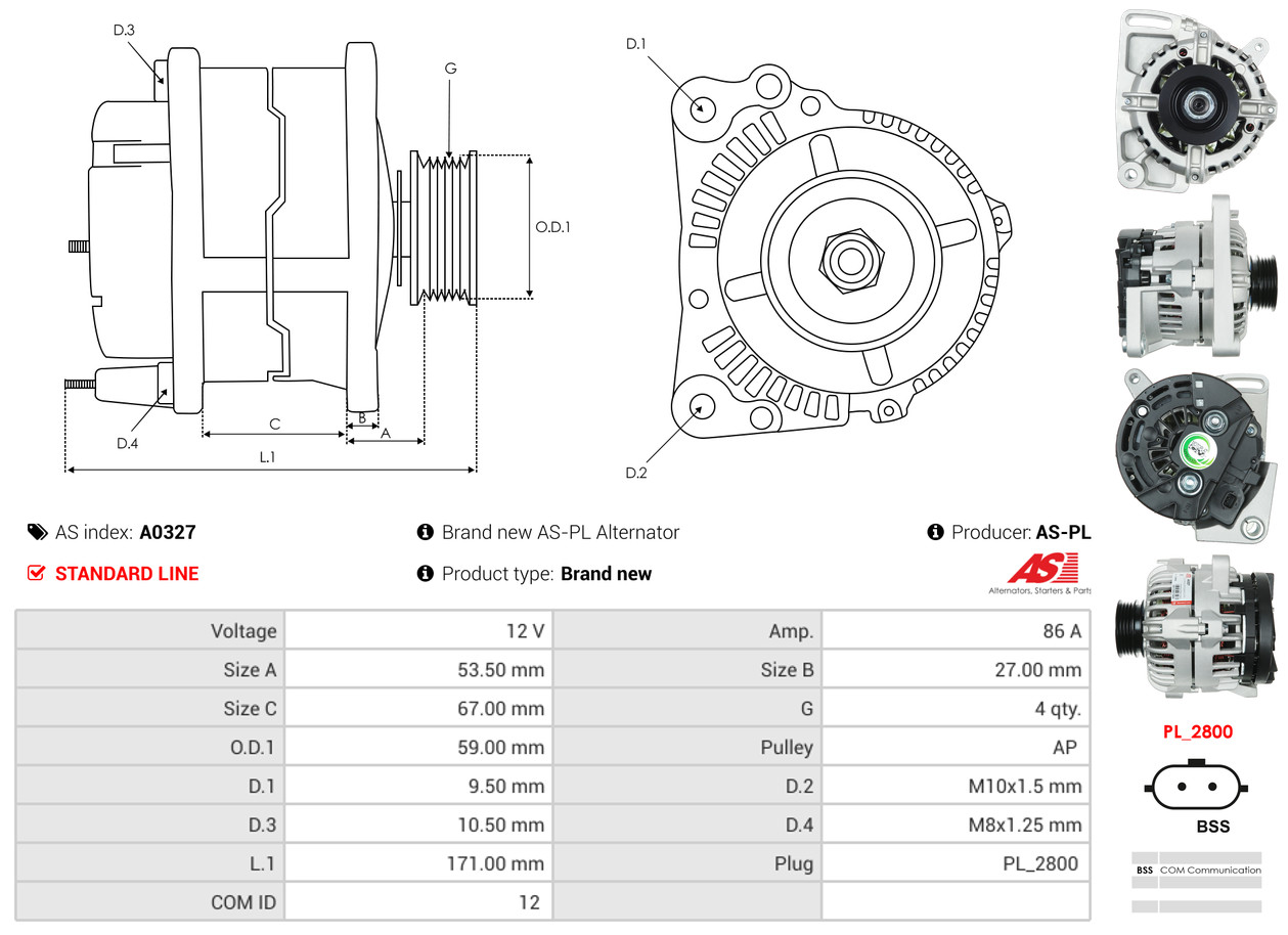 Alternatore - A0327 AS-PL