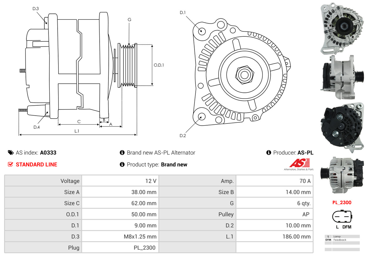 Alternatore - A0333 AS-PL