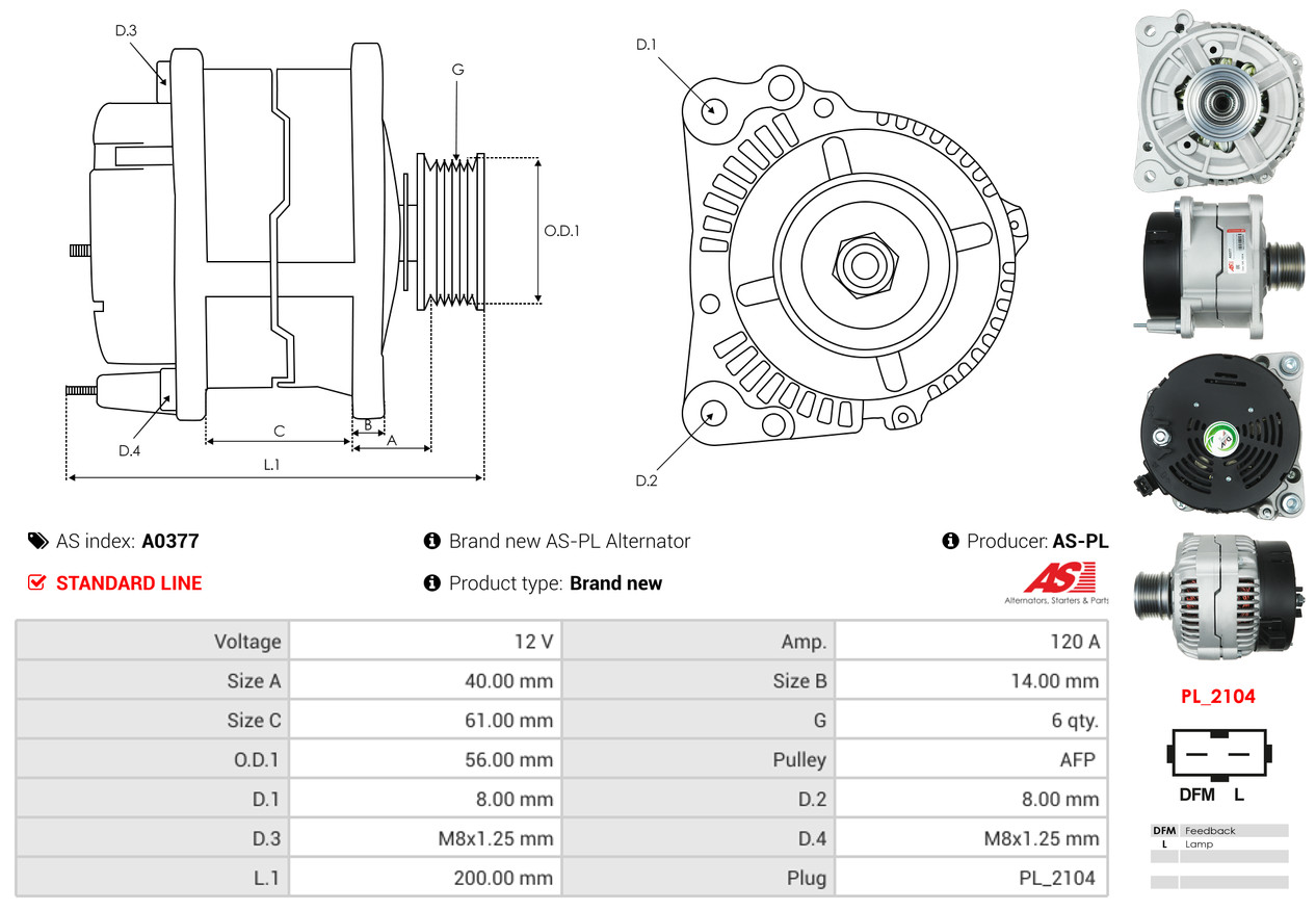 Alternatore - A0377 AS-PL