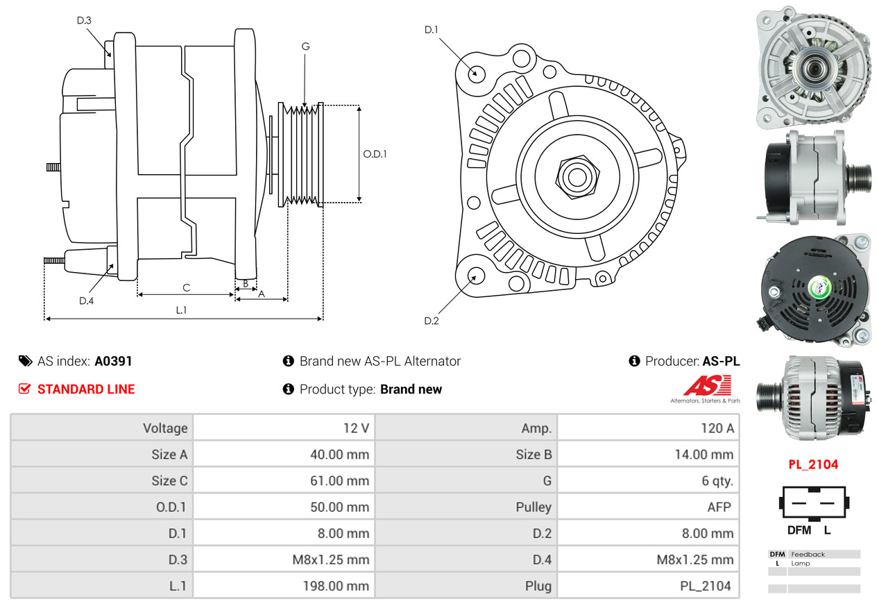 Alternatore - A0391 AS-PL