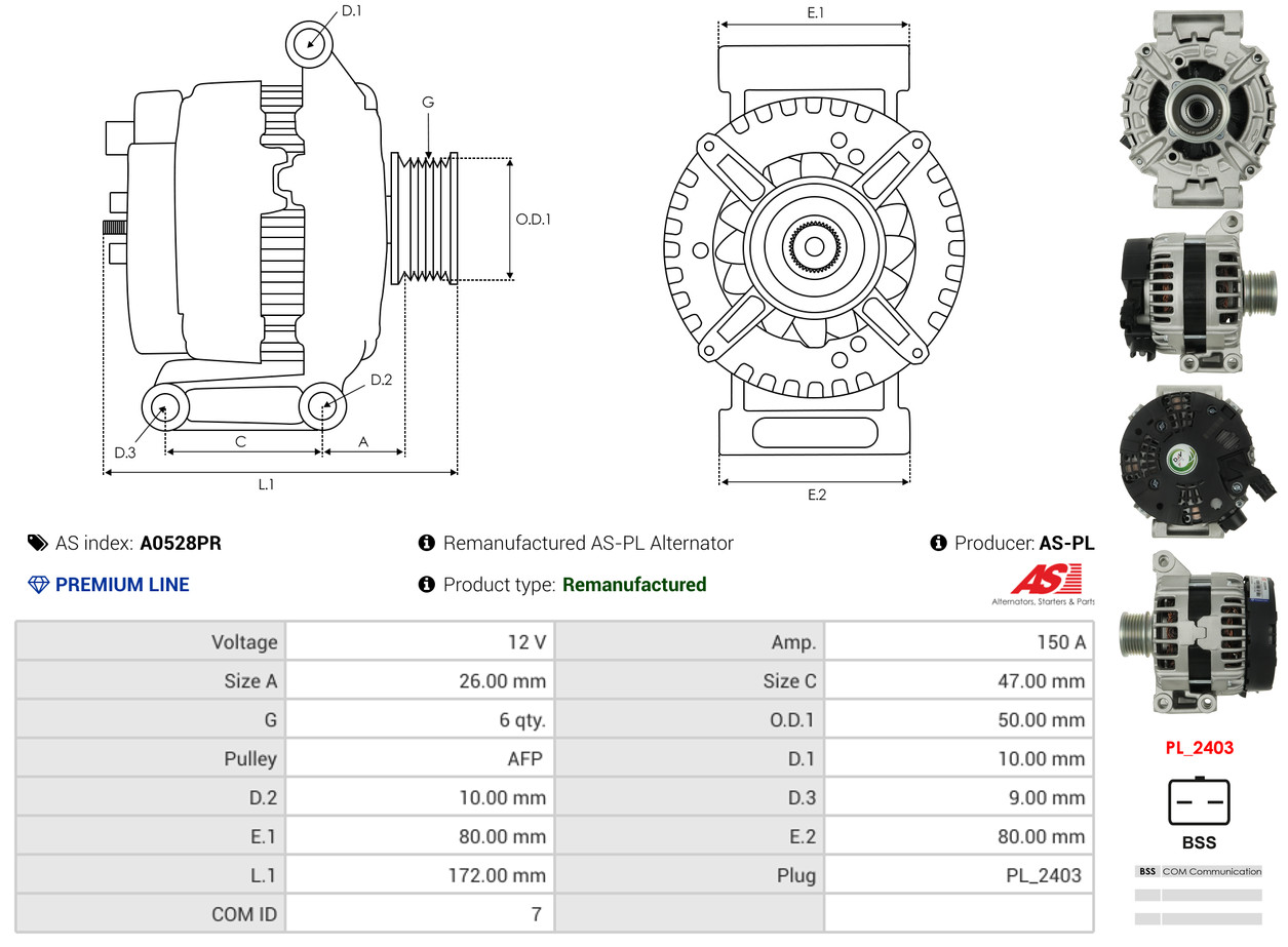 Alternatore - A0528PR AS-PL