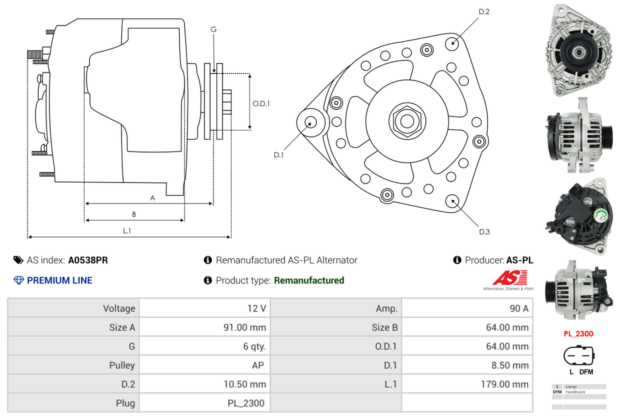 Alternatore - A0538PR AS-PL