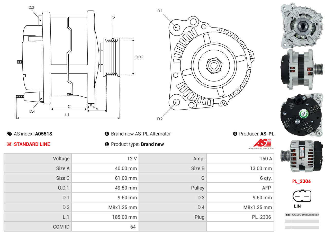 Alternatore - A0551S AS-PL