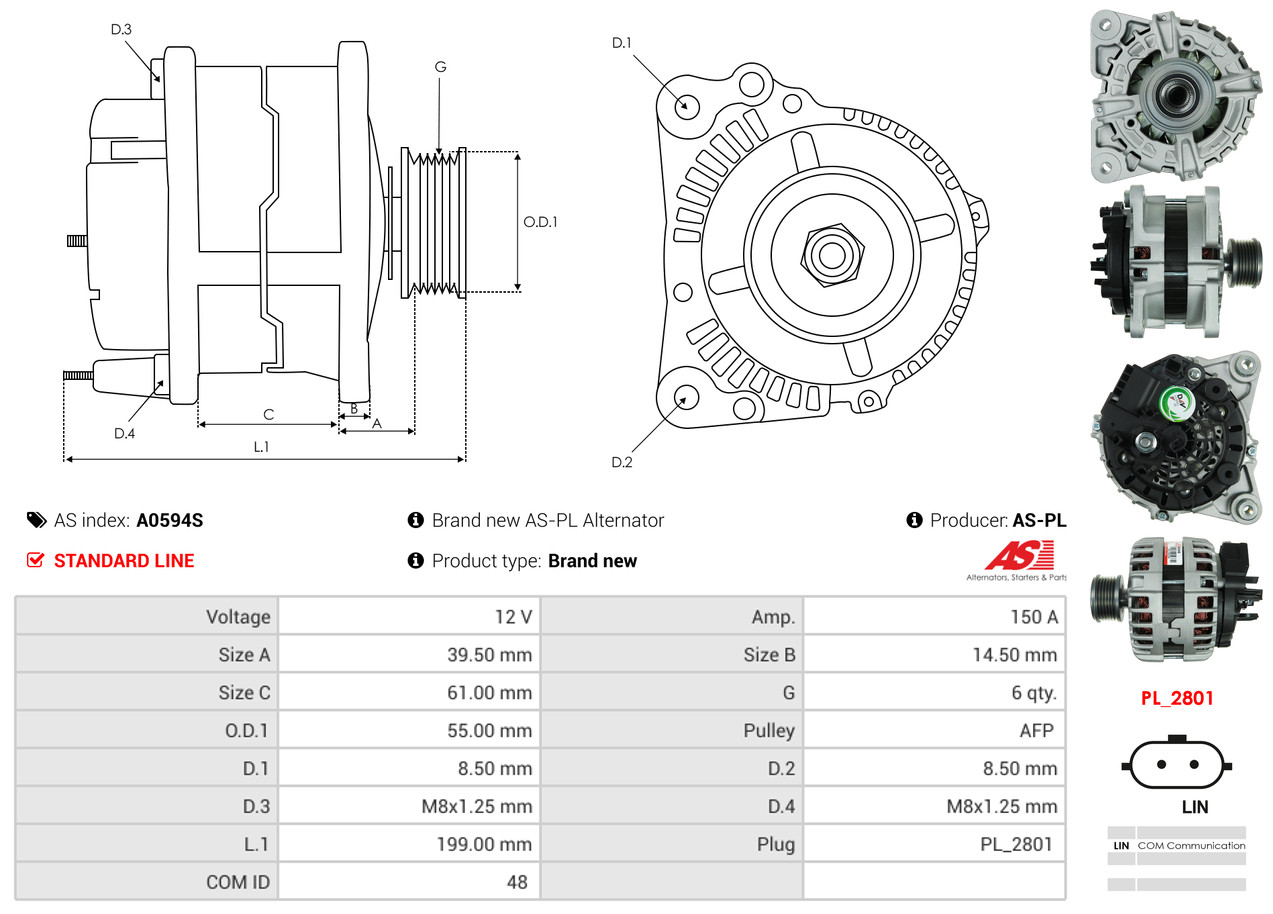 Alternator - A0594S AS-PL