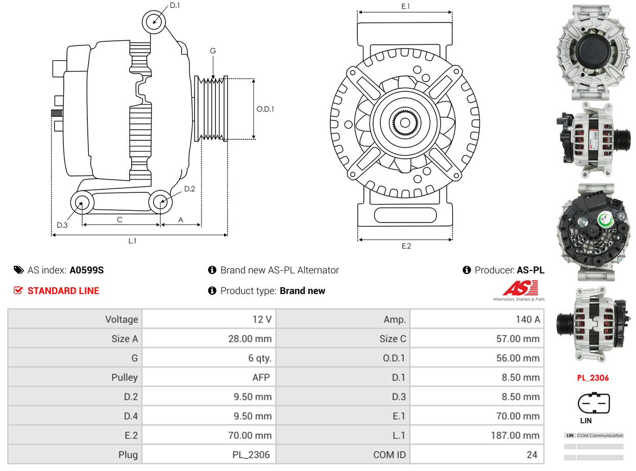 Alternatore - A0599S AS-PL