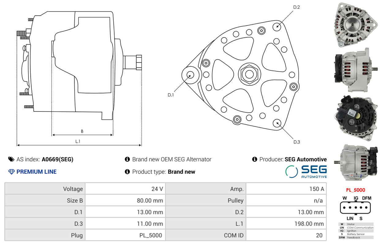 Stator, alternator - AS4003 AS-PL