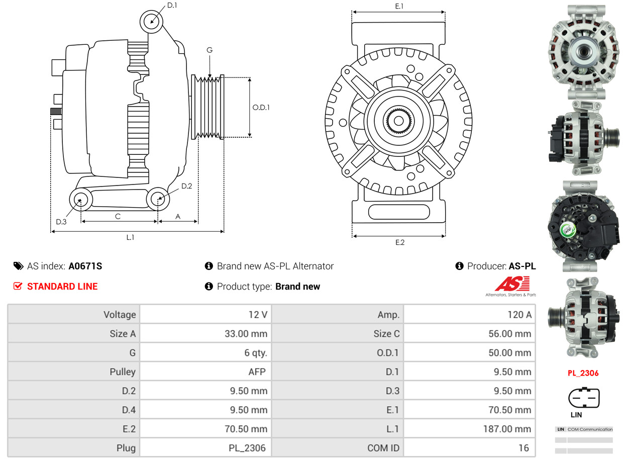 Alternatore - A0671S AS-PL