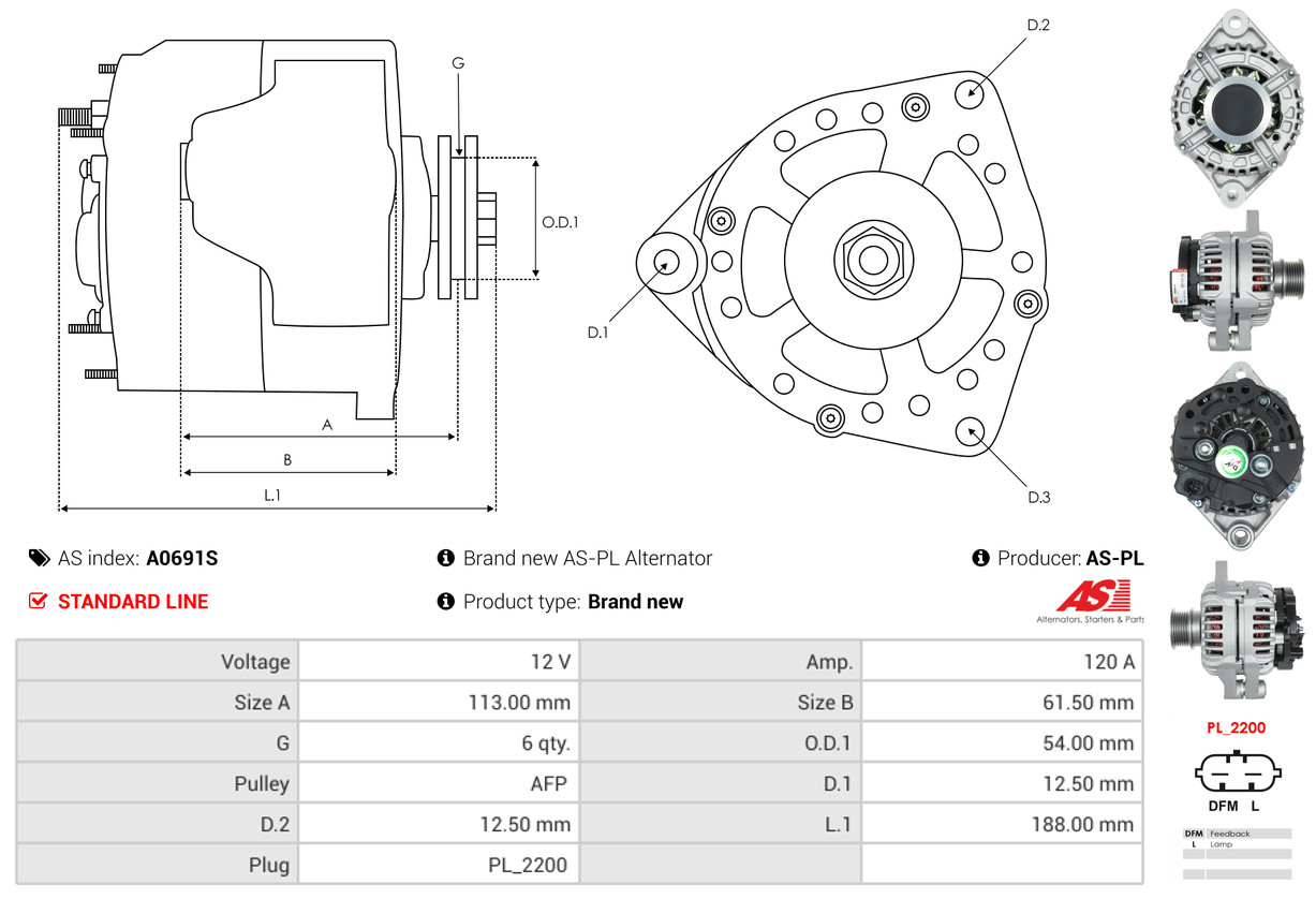 Alternatore - A0691S AS-PL
