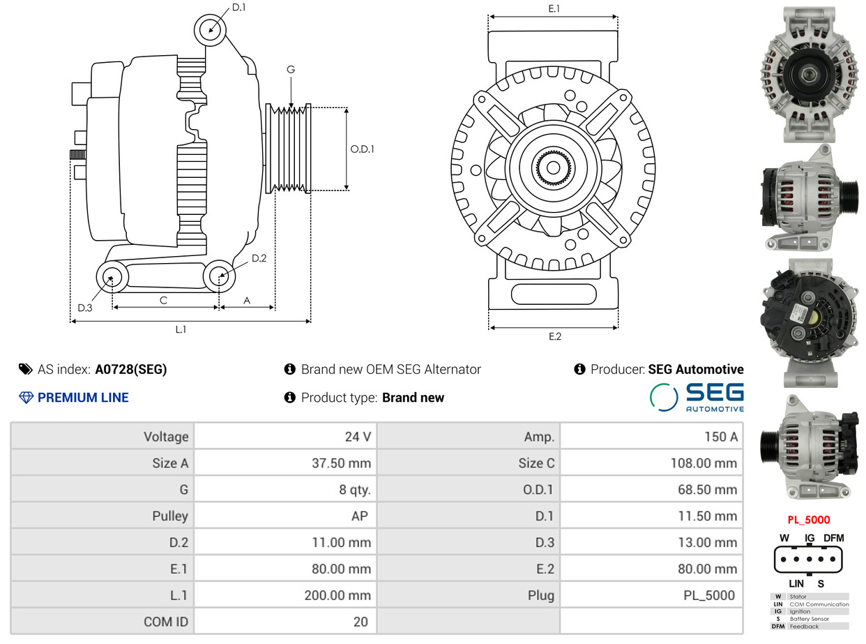 Slip Ring, alternator - ASL9005 AS-PL