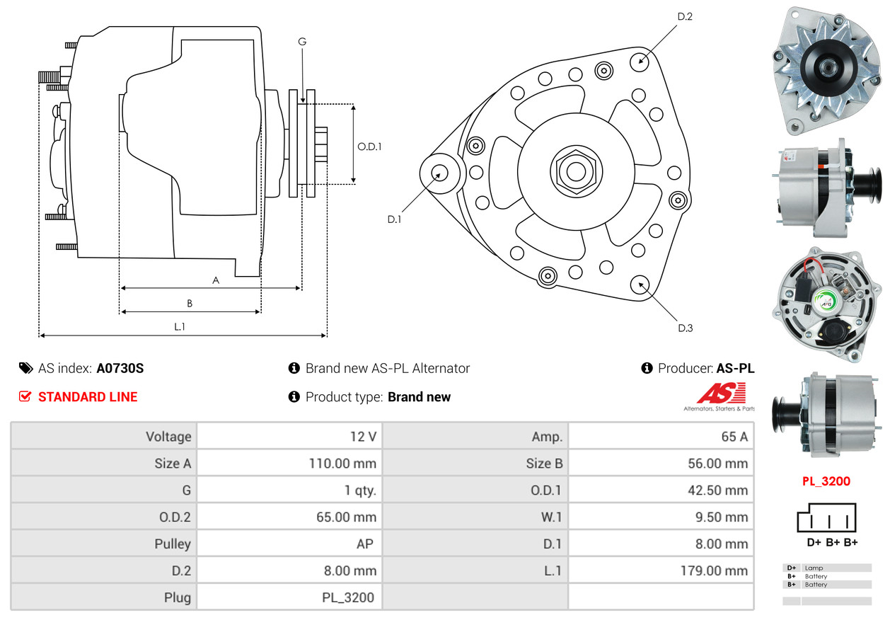 Alternatore - A0730S AS-PL