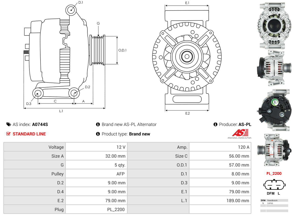 Alternatore - A0744S AS-PL