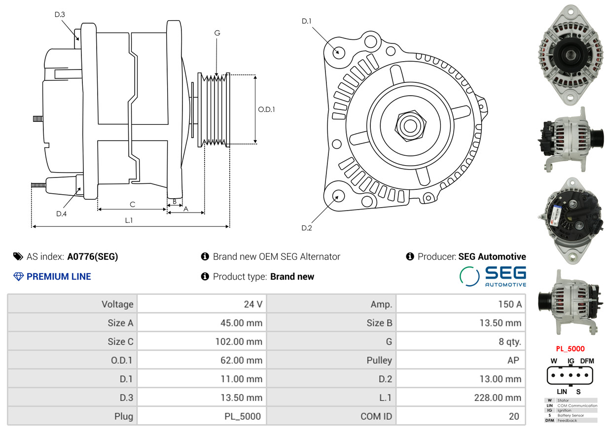 Stator, alternator - AS5002 AS-PL