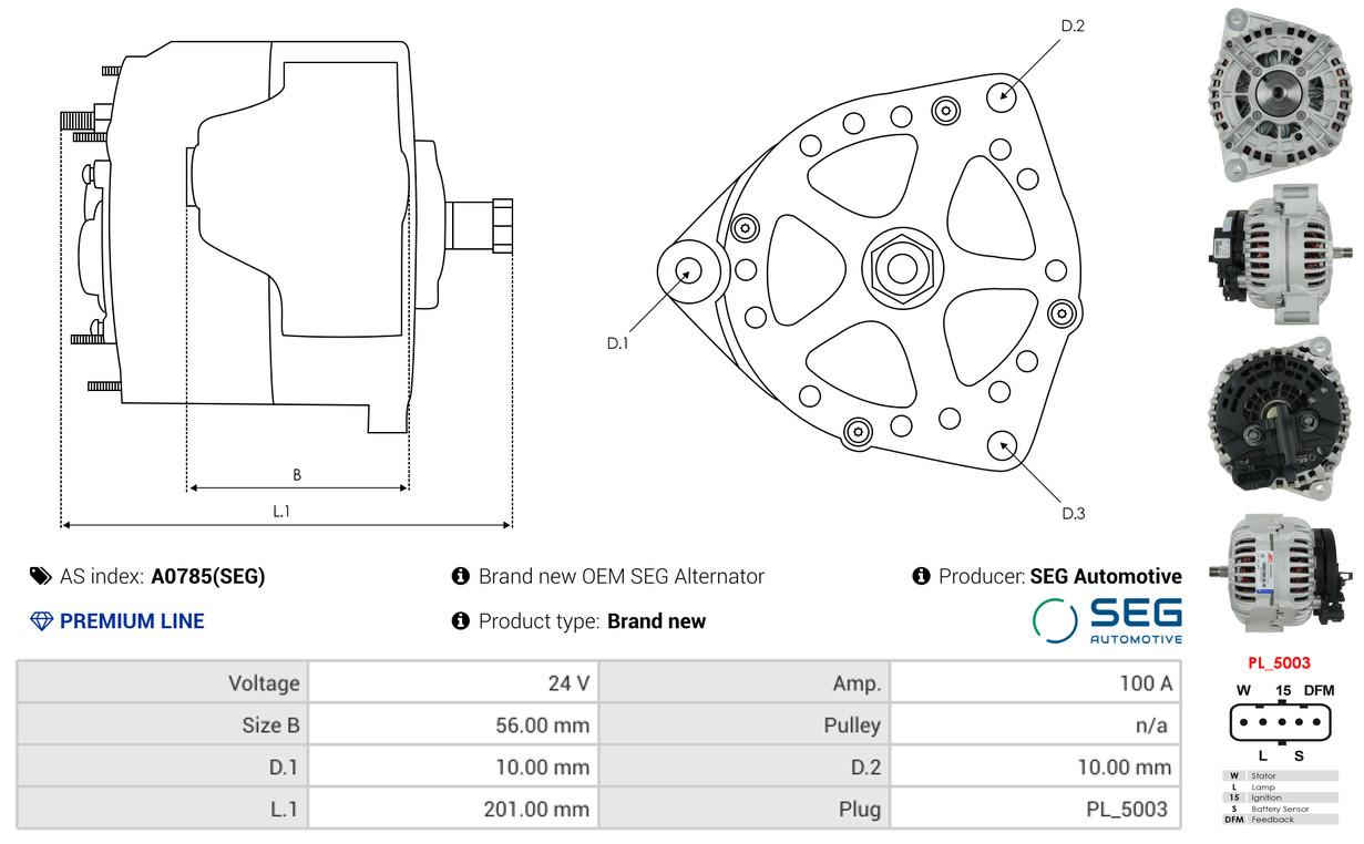 Slip Ring, alternator - ASL9002 AS-PL