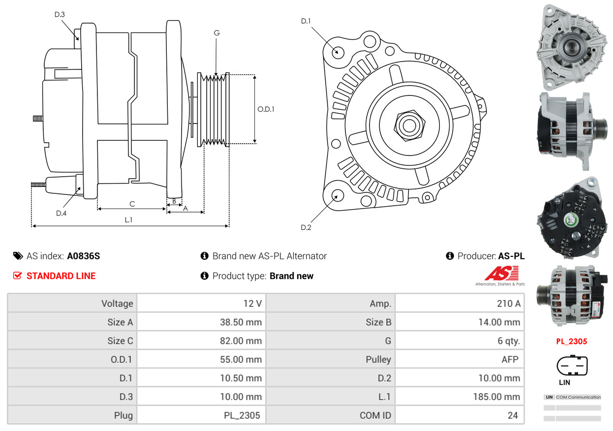 Alternatore - A0836S AS-PL