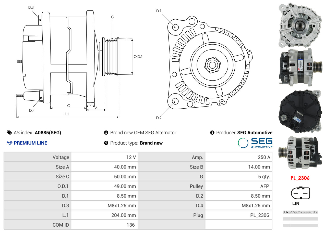 Motorino d'avviamento - S6009 AS-PL