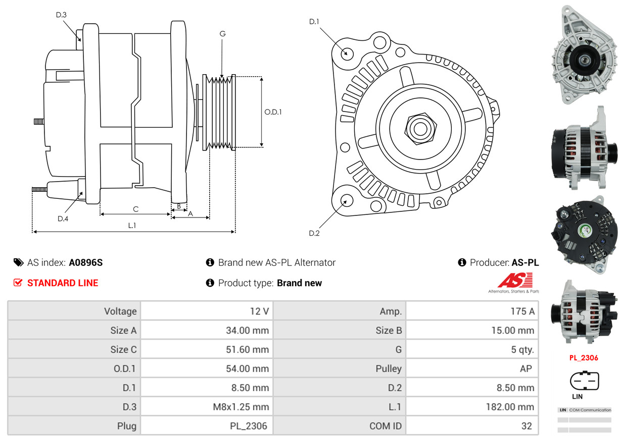 Alternatore - A0896S AS-PL