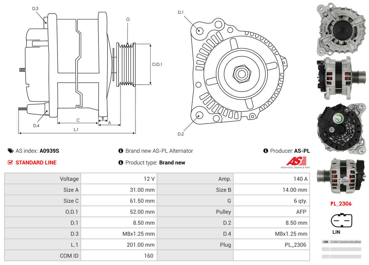 Alternatore - A0939S AS-PL