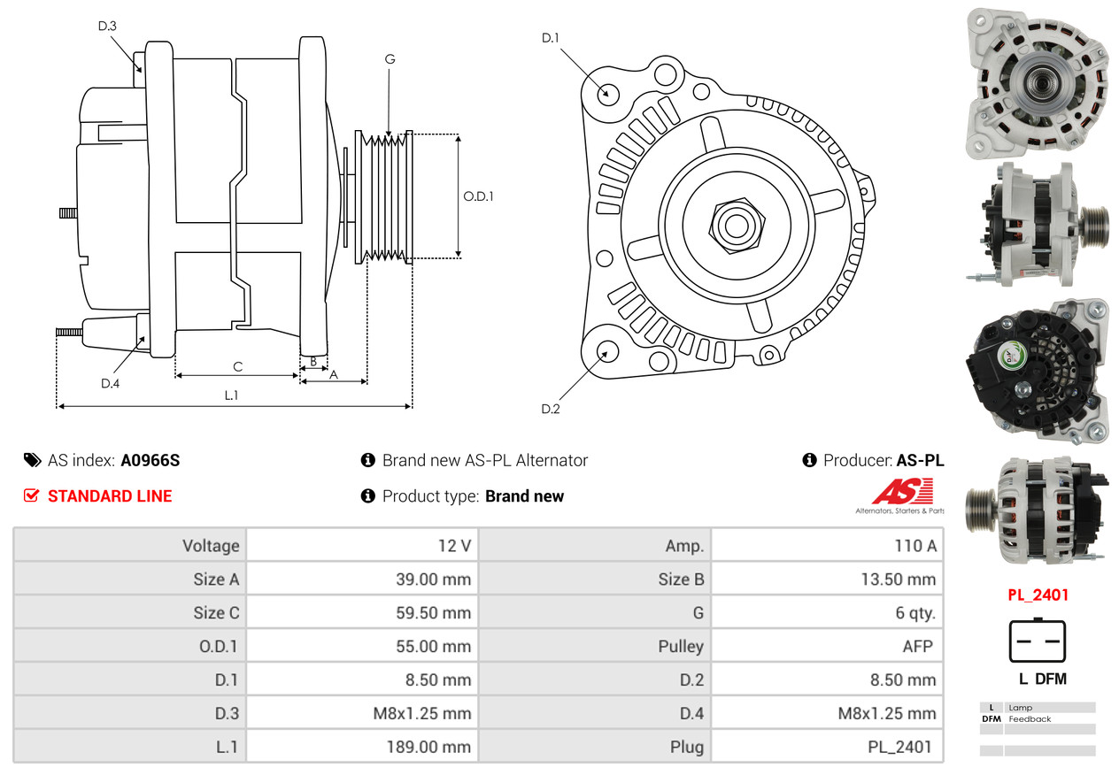 Alternatore - A0966S AS-PL