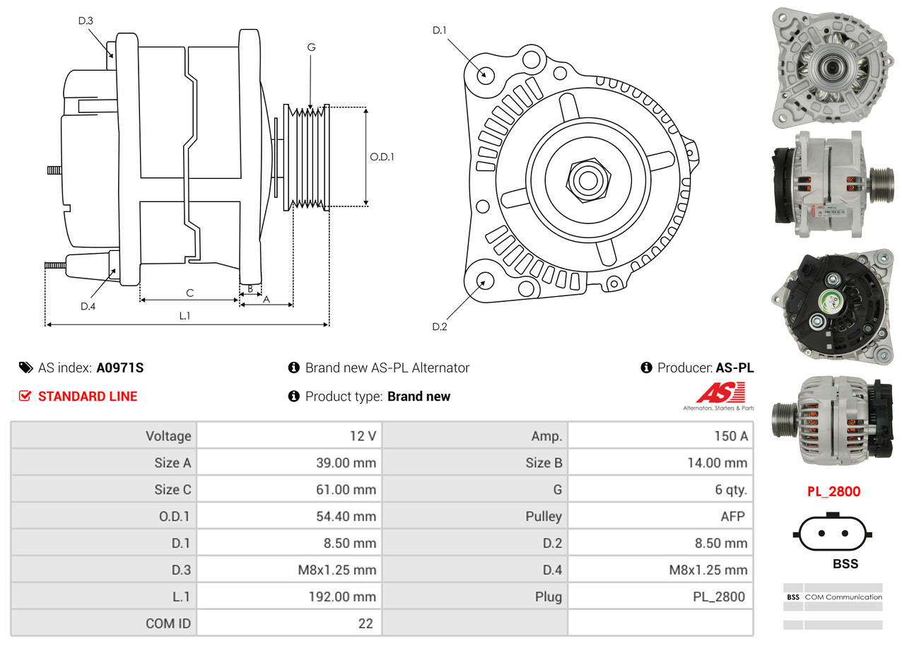 Alternatore - A0971S AS-PL
