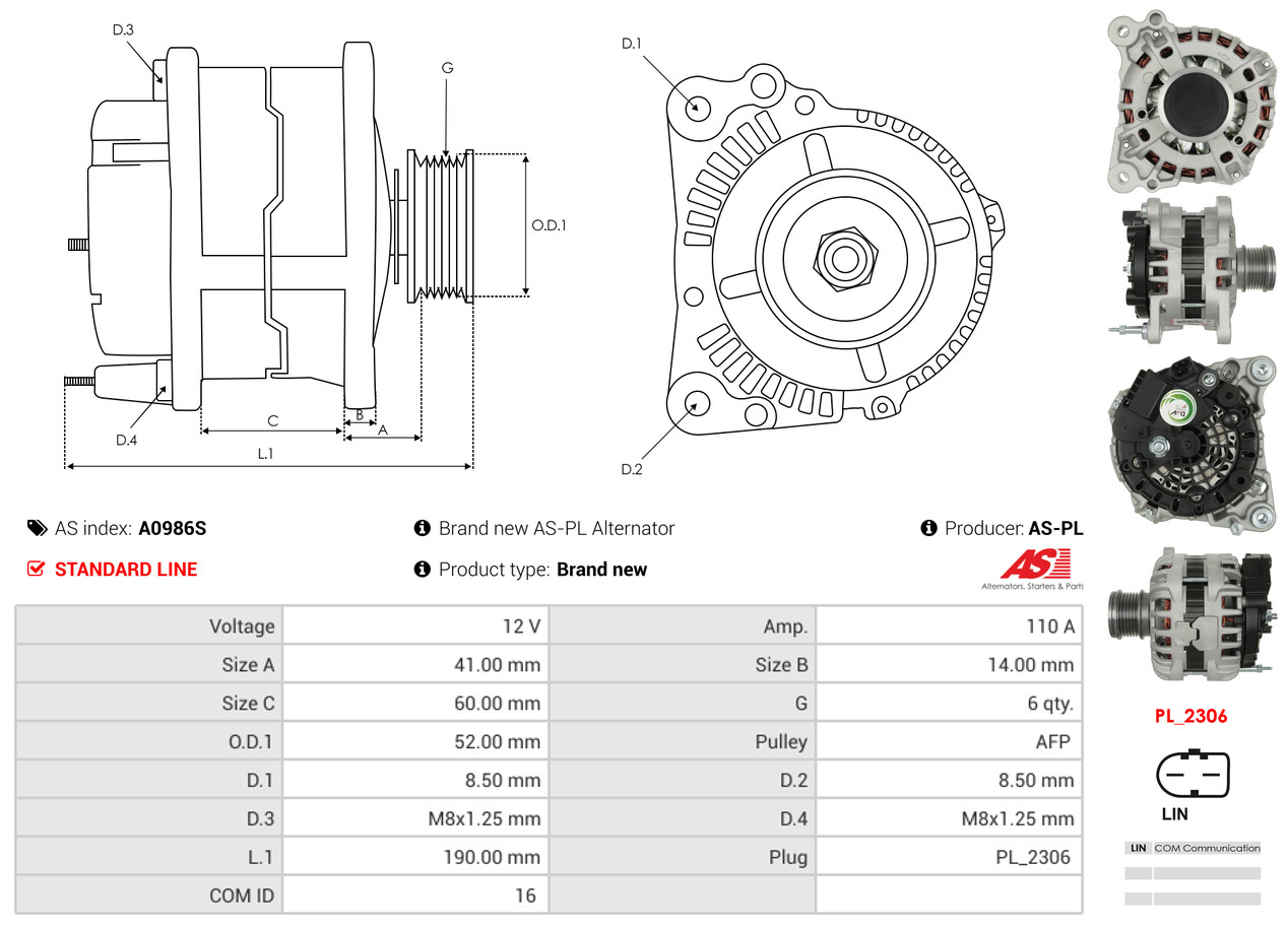 Armature, starter - SA0015 AS-PL