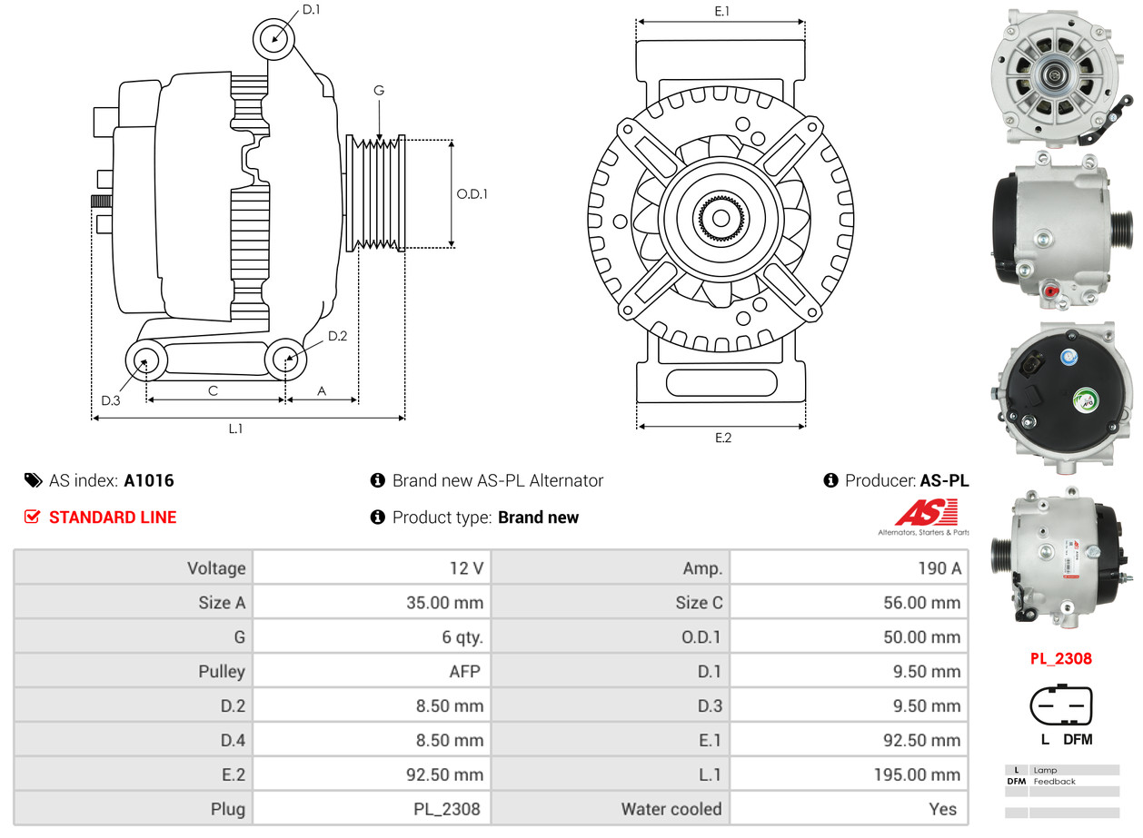 Alternatore - A1016 AS-PL