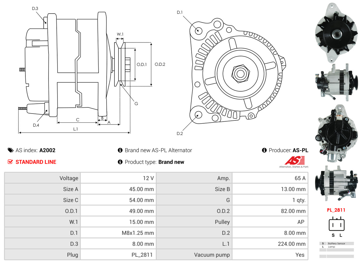 Alternator - A2002 AS-PL