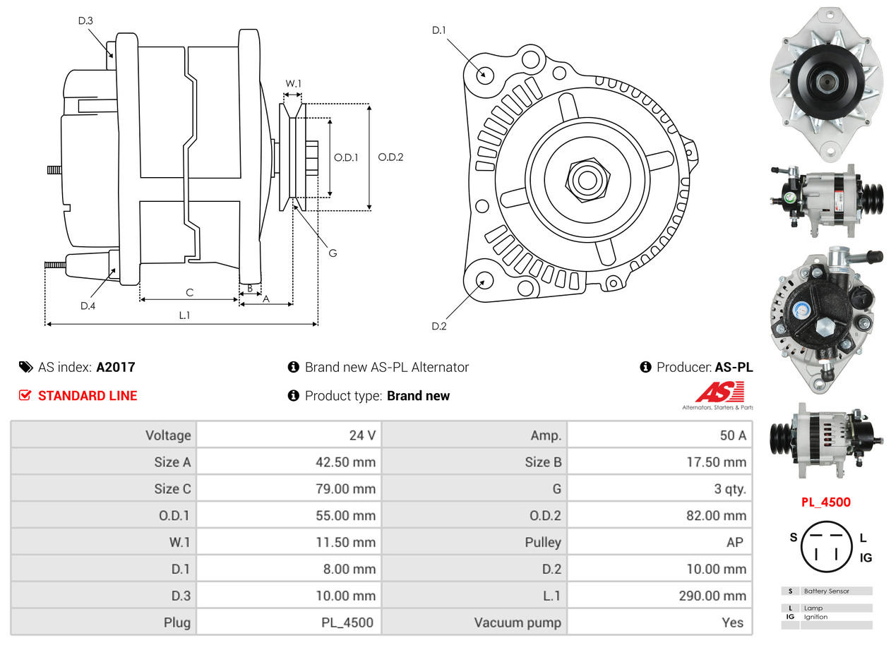 Alternator - A3703S AS-PL