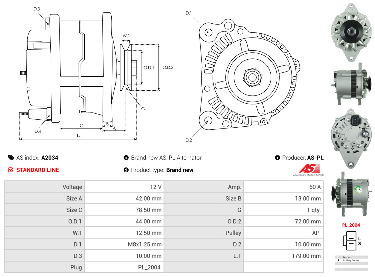 Alternatore - A2034 AS-PL
