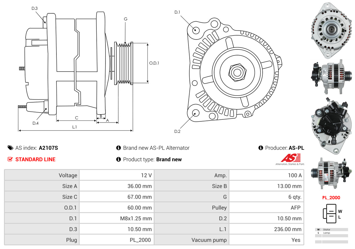 Alternatore - A2107S AS-PL