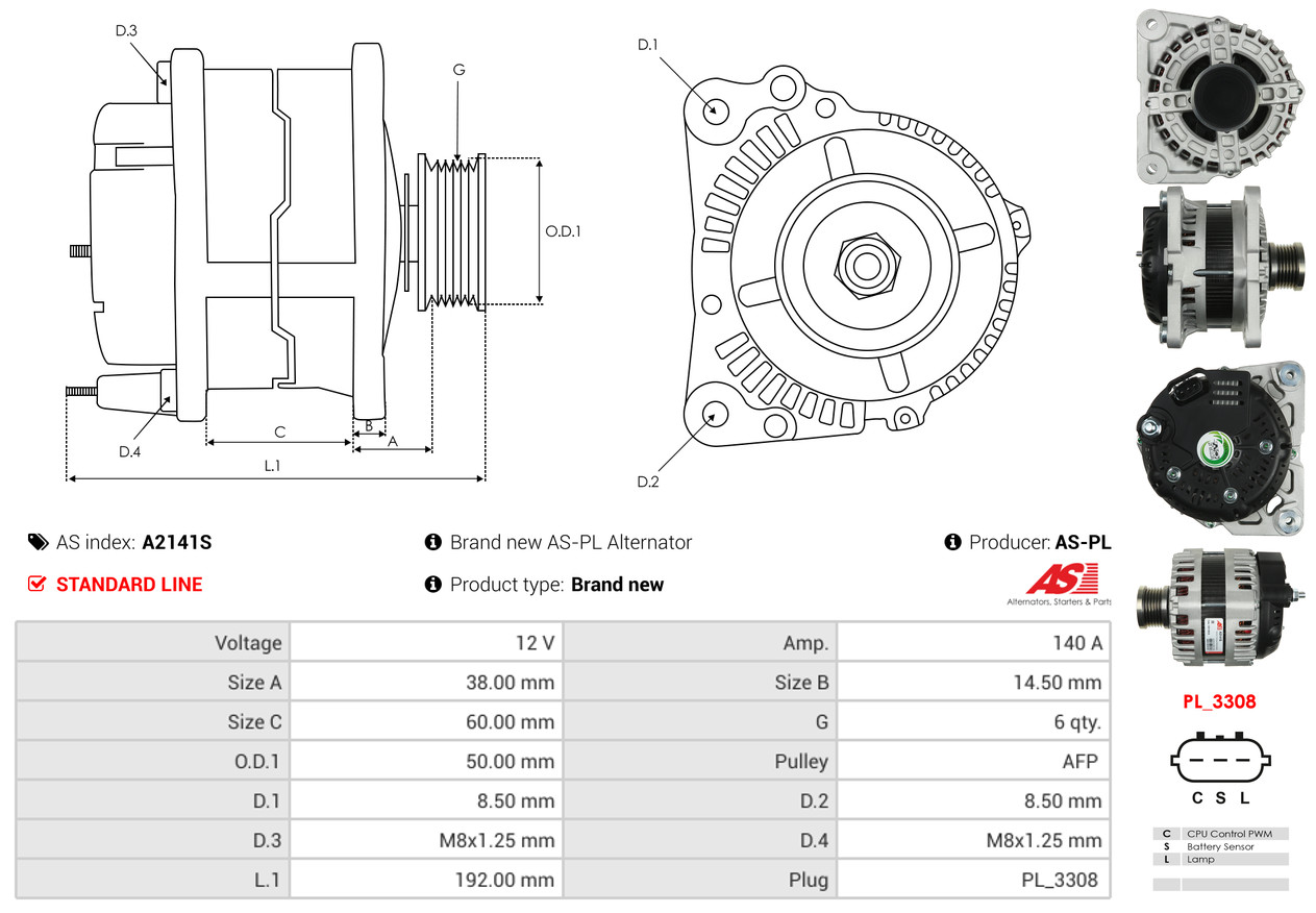 Alternator - A2141S AS-PL