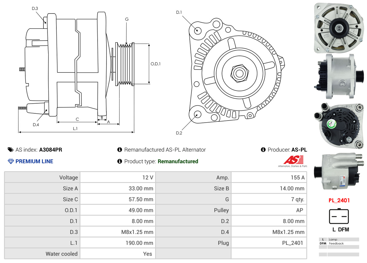 Alternatore - A3084PR AS-PL