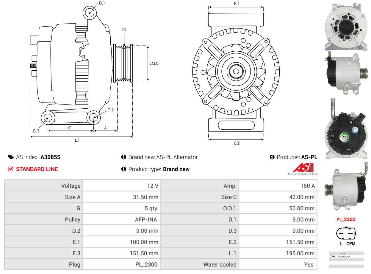Alternatore - A3085S AS-PL