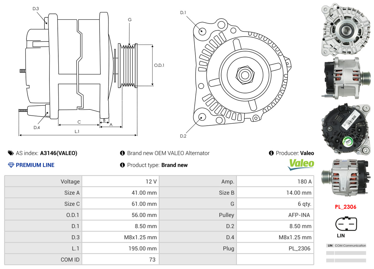 Generator - A3146(VALEO) AS-PL