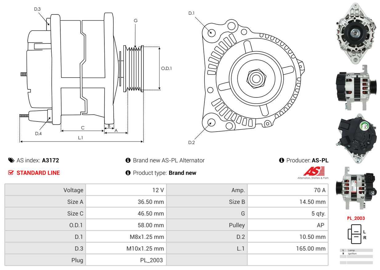 Alternatore - A3172 AS-PL