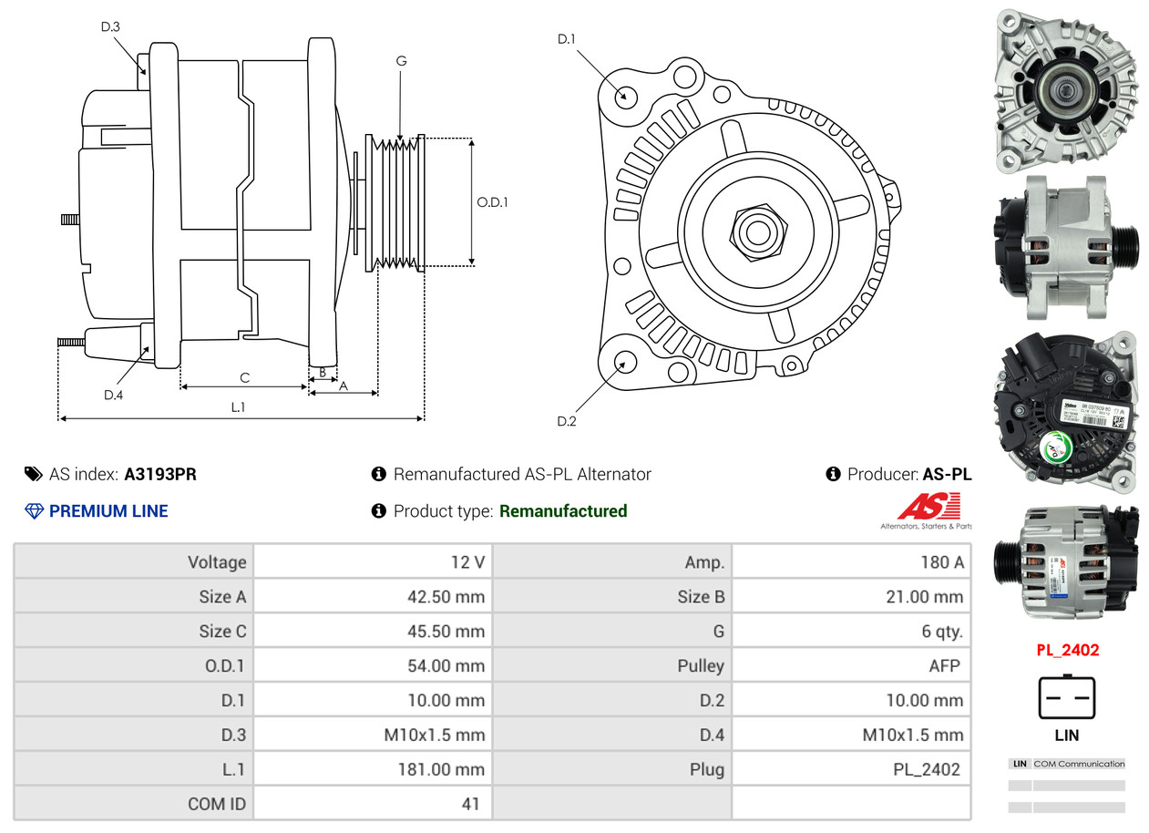 Alternatore - A3193PR AS-PL