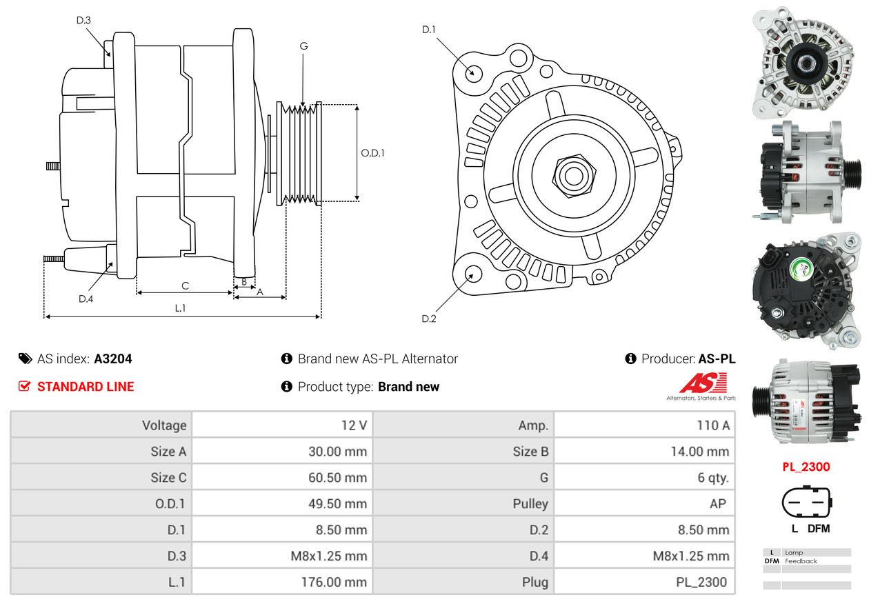 Alternatore - A3204 AS-PL