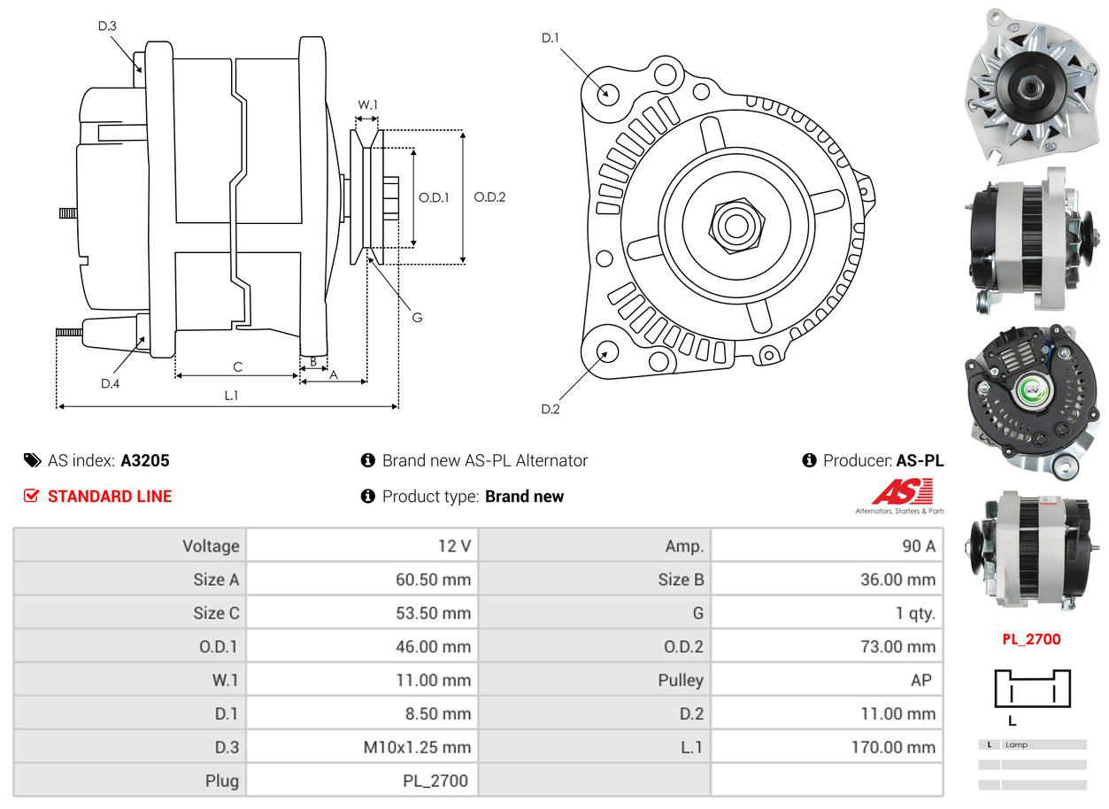 Alternatore - A3205 AS-PL